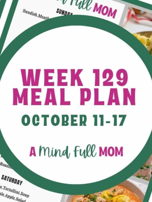 Photo of meal plan with text that reads Meal Plan 129.