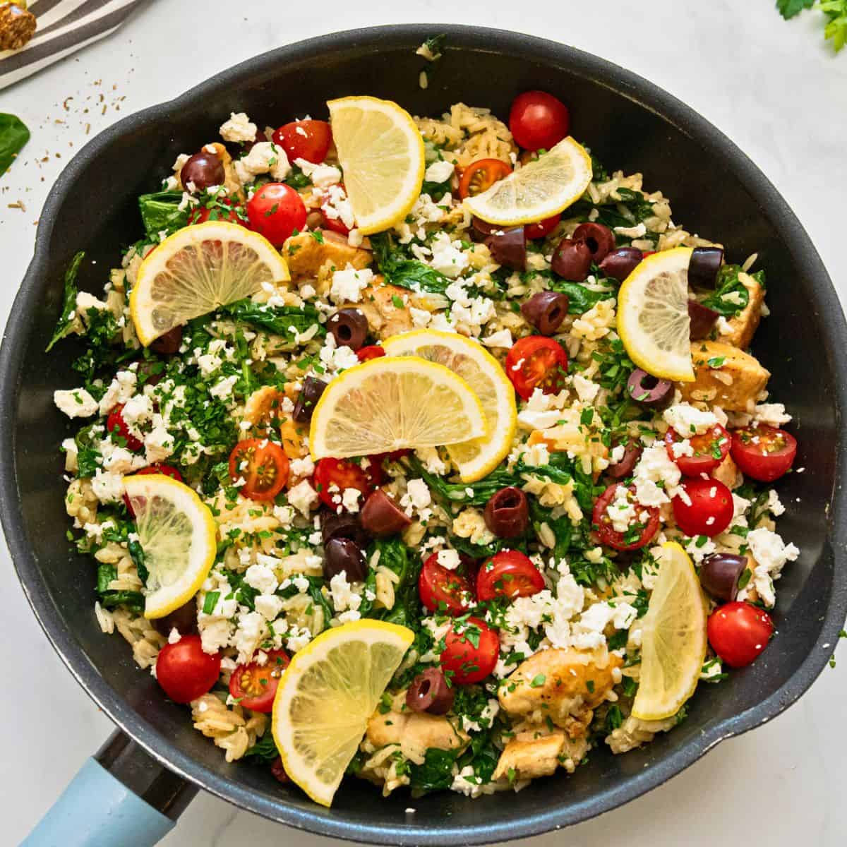 Mediterranean Chicken and Rice Skillet