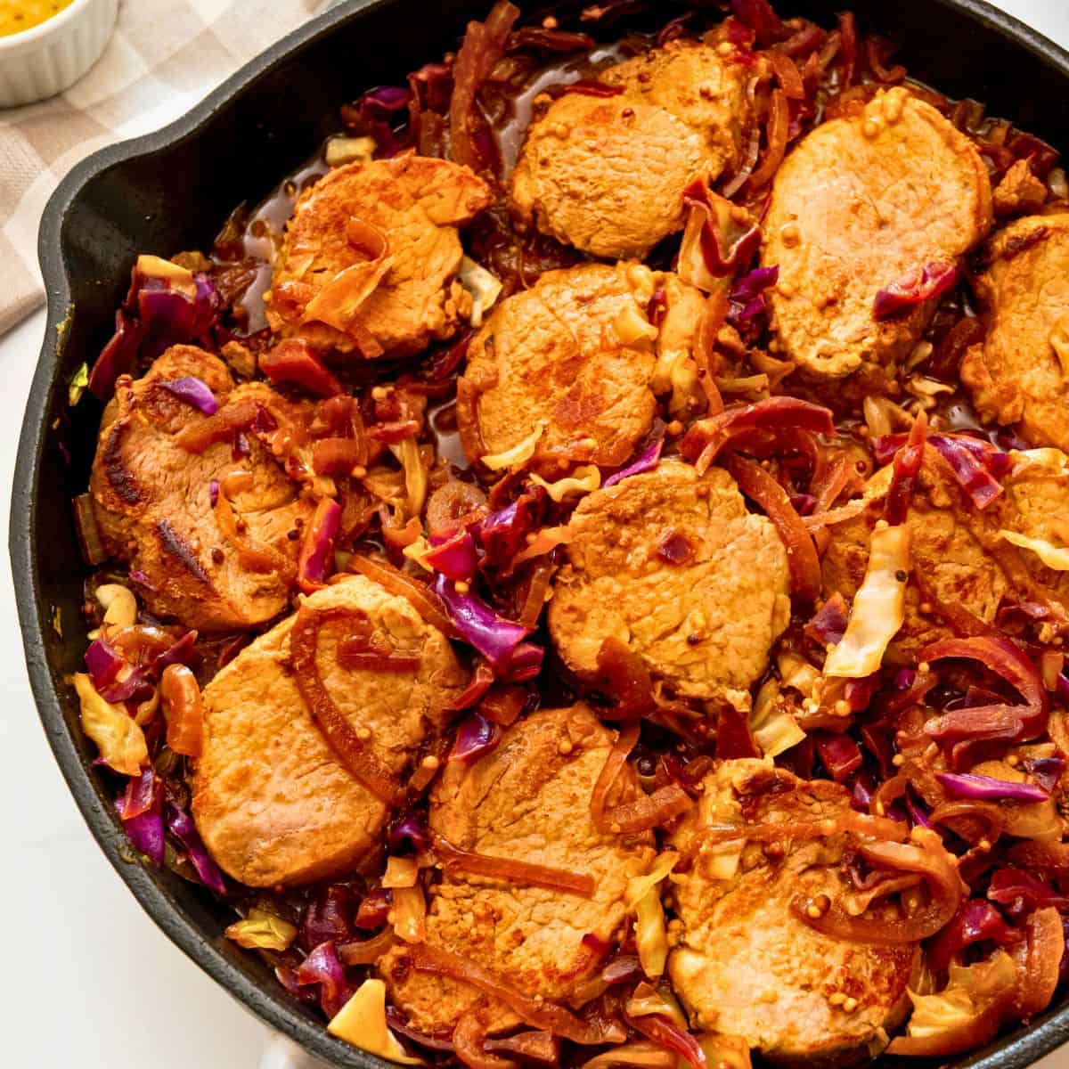 Skillet Pork Tenderloin with Cabbage