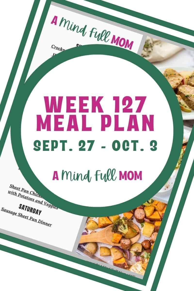 Photo of meal plan with text that reads Meal Plan 127.
