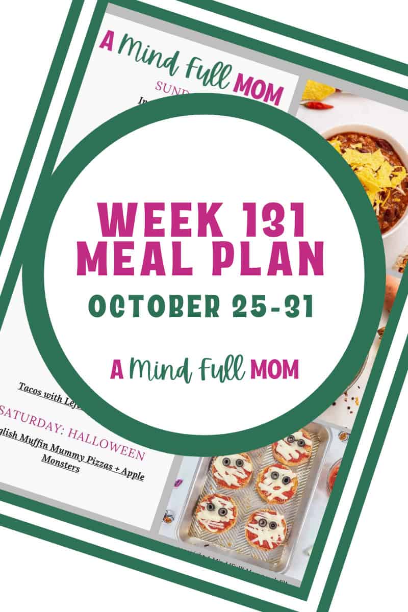 Photo of meal plan with text that reads Meal Plan 131.