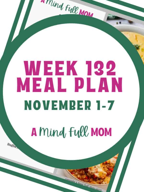 Photo of printable meal plan with text overlay that showing title and relevant dates.