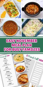 Collage of meal plan and meals in meal plan with title text overlay.